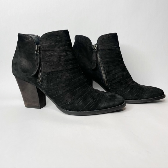 Paul Green Malibu Sliced Black Nubuck Double Zip Stacked Heel Bootie Size 7.5 - Picture 11 of 12